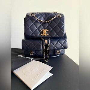 Chanel Duma Medium Backpack Blue
Calfskin Leather Bag Gold Hardware